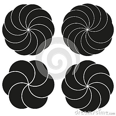 Spiral pattern icon. Geometric swirl design. Abstract rotating shape. Vector black symmetry. Vector Illustration