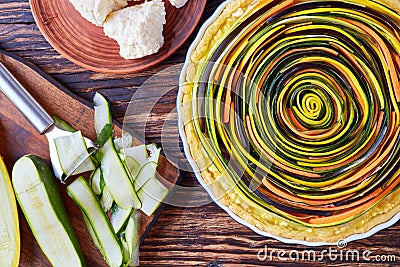 Spiral quiche with zucchini, eggplant, carrot Stock Photo