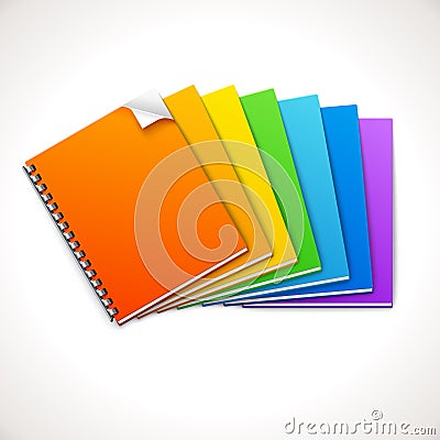 Spiral Ring Notebooks Rainbow Vector Illustration