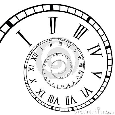Spiral Roman Numeral Clock Time-Line Vector Illustration
