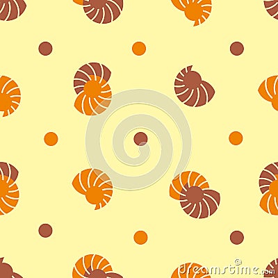 spiral shell snail sand design seamless pattern vector Vector Illustration