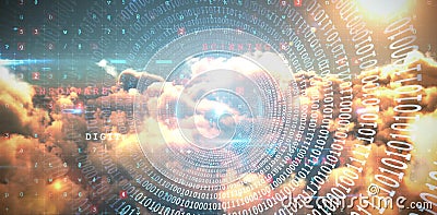 Composite image of spiral of shiny binary code Stock Photo