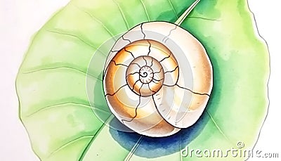 Spiral snail shell, intricate nature pattern and design, Stock Photo, Generative AI Stock Photo