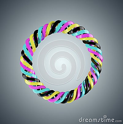 Spiral spring of CMYK colors Stock Photo