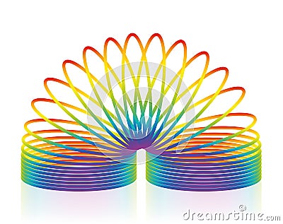 Spiral Spring Toy Rainbow Colored Funny Game Vector Illustration