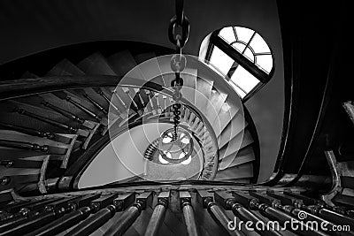 Spiral staircase in the Handley Library, in Winchester, Virginia Stock Photo