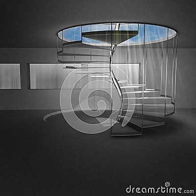 Spiral staircase with holy light to heaven Cartoon Illustration