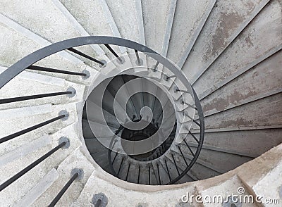 Spiral staircase in the Italian monastery, view from above. Catania, Sicily Stock Photo