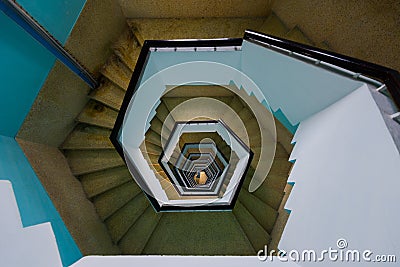 Spiral staircase of the new lighthouse in Puducherry, South India Stock Photo