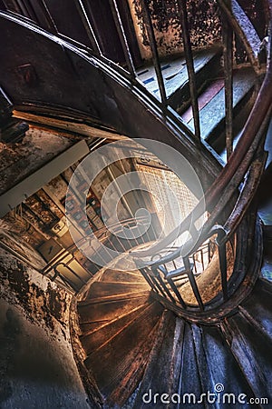 Spiral staircase in the old house Stock Photo