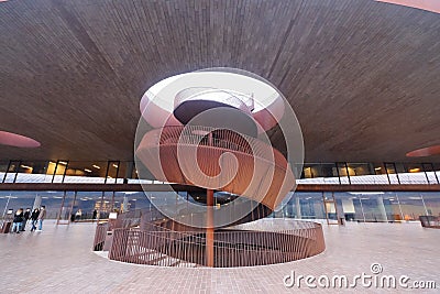 Spiral staircases of the Antinori , Chianti classic winery designed for gravity flow vinification, Bargino, Florence, Italy Editorial Stock Photo