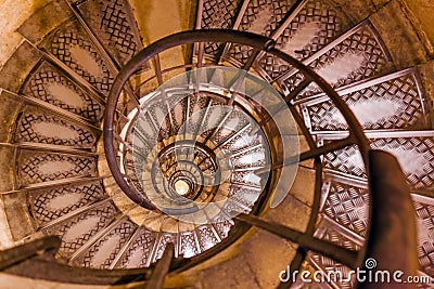 Spiral stairs inside Arc de triomphe in Paris France Stock Photo