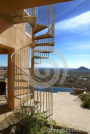 Spiral Stairway on Patio Stock Photo