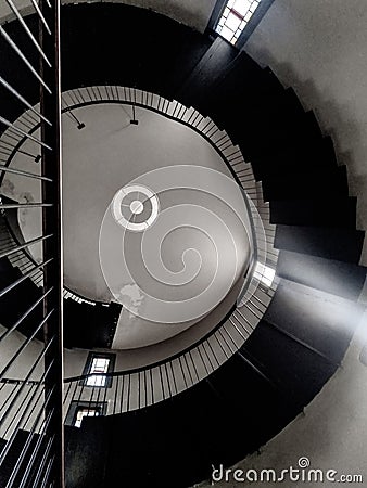 Spiral Staircase in an old house in asia Stock Photo