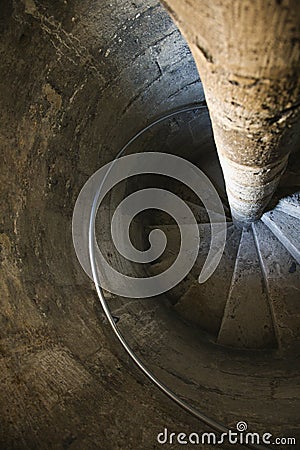 Spiral stone staircase. Stock Photo