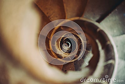 Spiral stone stairs going down Stock Photo