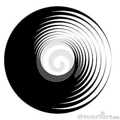 Spiral, vortex elements. Swirl, twirl shape on white Vector Illustration