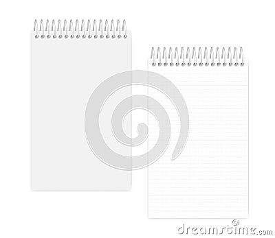 Spiral wire bound junior legal size grid lined diary, mock up Vector Illustration