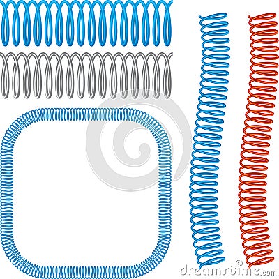 Spiral wire brush in open and closed forms. Three colors Cartoon Illustration