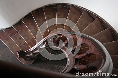 Spiral wood stairs Stock Photo