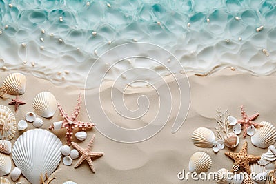 Spiraled Sea shell composition. Generate Ai Stock Photo