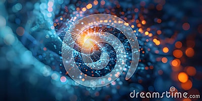 Spiraling Dots: Symbolizing Interconnection and Unity. Concept Unity, Interconnection, Spiraling Stock Photo
