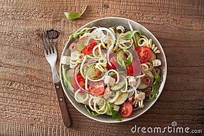 Spiralized courgette salad greek style with tomato feta olives c Stock Photo