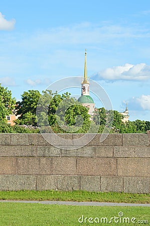 Spire of Mikhailovsky Castle in St. Petersburg Stock Photo