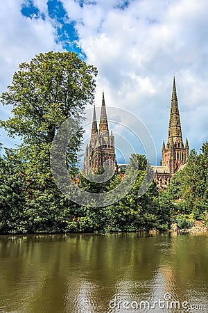 Spires of Lichfield cathedral Stock Photo