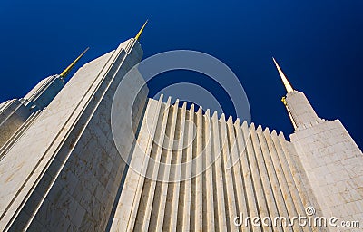 Spires of the Washington DC Mormon Temple in Kensington, Maryland. Stock Photo