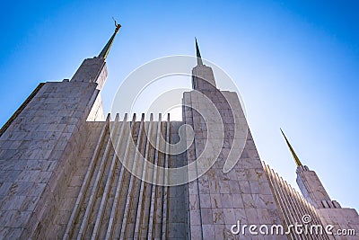 Spires of the Washington DC Mormon Temple in Kensington, Maryland. Stock Photo