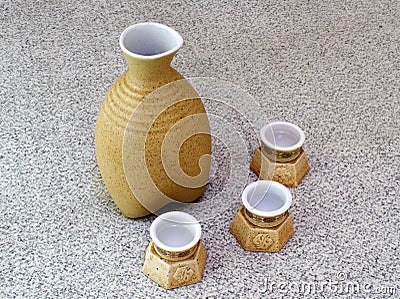 Spirit bottle and cups Stock Photo