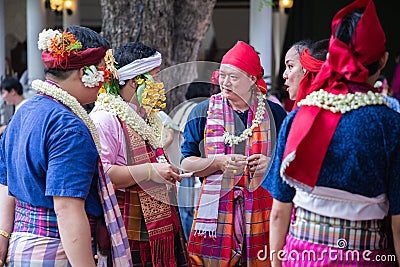 Spirit dance Fon Phee the soul of Lanna people in the north of Thailand. Editorial Stock Photo