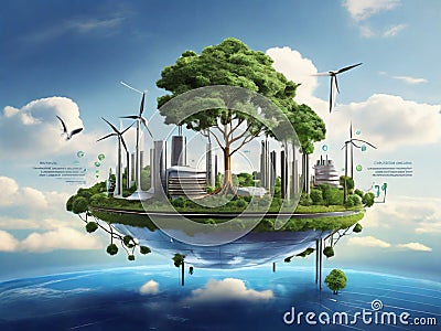 The spirit of a future where technology becomes a powerful ally in preserving and restoring the environment. Stock Photo