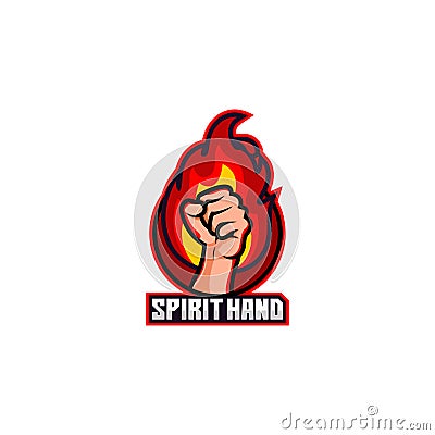 spirit hands united teamwork burn design logo template mascot Vector Illustration