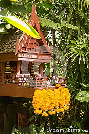 Spirit houses are intended to provide a shelter for spirits - in Thailand Stock Photo