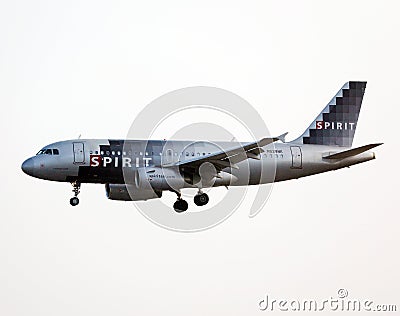 Spirit plane, Black livery took off from Los Angeles Airport, LAX Editorial Stock Photo