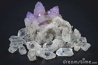 Spirit Quartz with quartz points around it Stock Photo