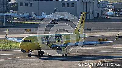 Spirit A320 Taxis Off of Runway 10R Editorial Stock Photo