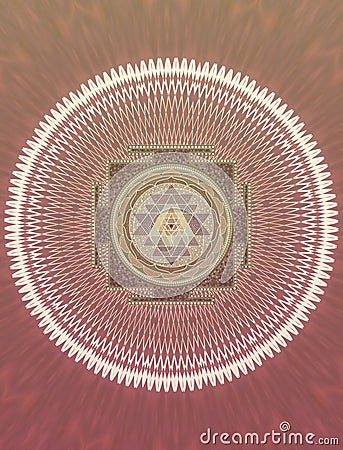 Spiritual background with sri yantra symbol and mandala Stock Photo