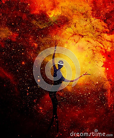 Spiritual beings in the universe. Painting and graphic effect. Stock Photo