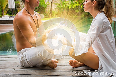 Spiritual couple finding peace and harmony Stock Photo