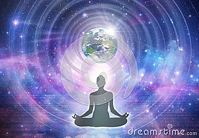 Spiritual energy healing power, connection, conscience awakening, meditation, expansion Stock Photo