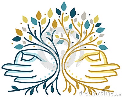 Spiritual Hands Tree Vector Illustration