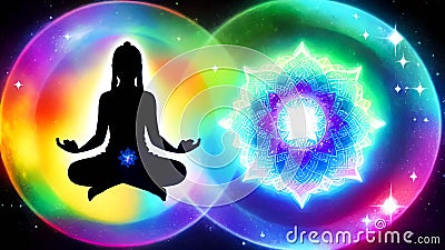 Spiritual, healing, oneness, heaven, gradation, love, goddess, girl cartoon, hope, happiness, luck, aura, magic, meditation, Stock Photo