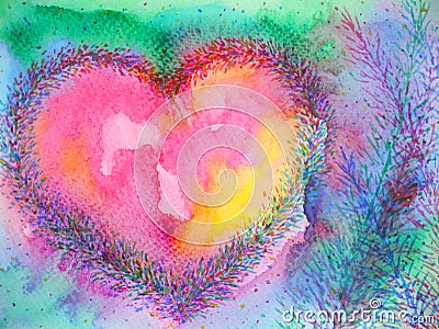 Spiritual heart mind power mental floral watercolor painting illustration design Cartoon Illustration