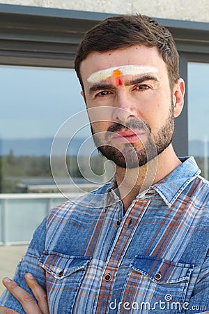 Spiritual man with the third eye open Stock Photo