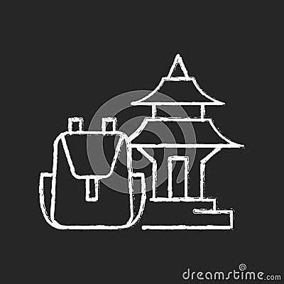 Spiritual nomad chalk white icon on black background Vector Illustration