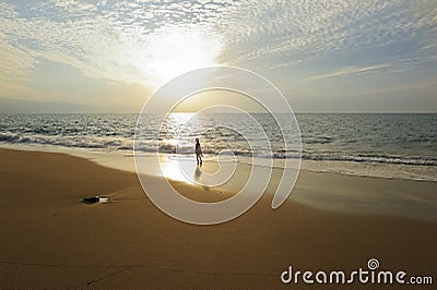 Spiritual Soul Girl Ocean Sunset Beach Editorial Stock Photo