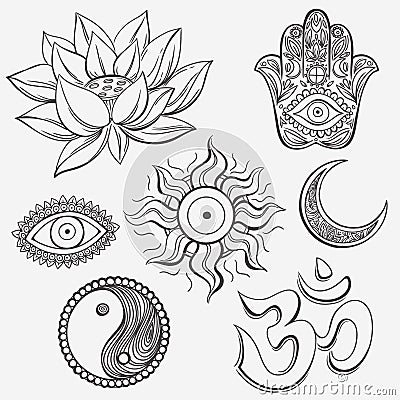 Spiritual symbols Vector Illustration